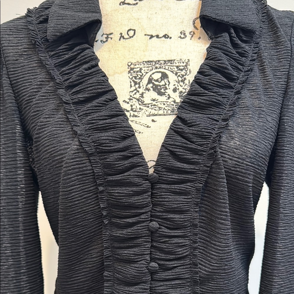 Anthropologie Black Ruffled Women's Top